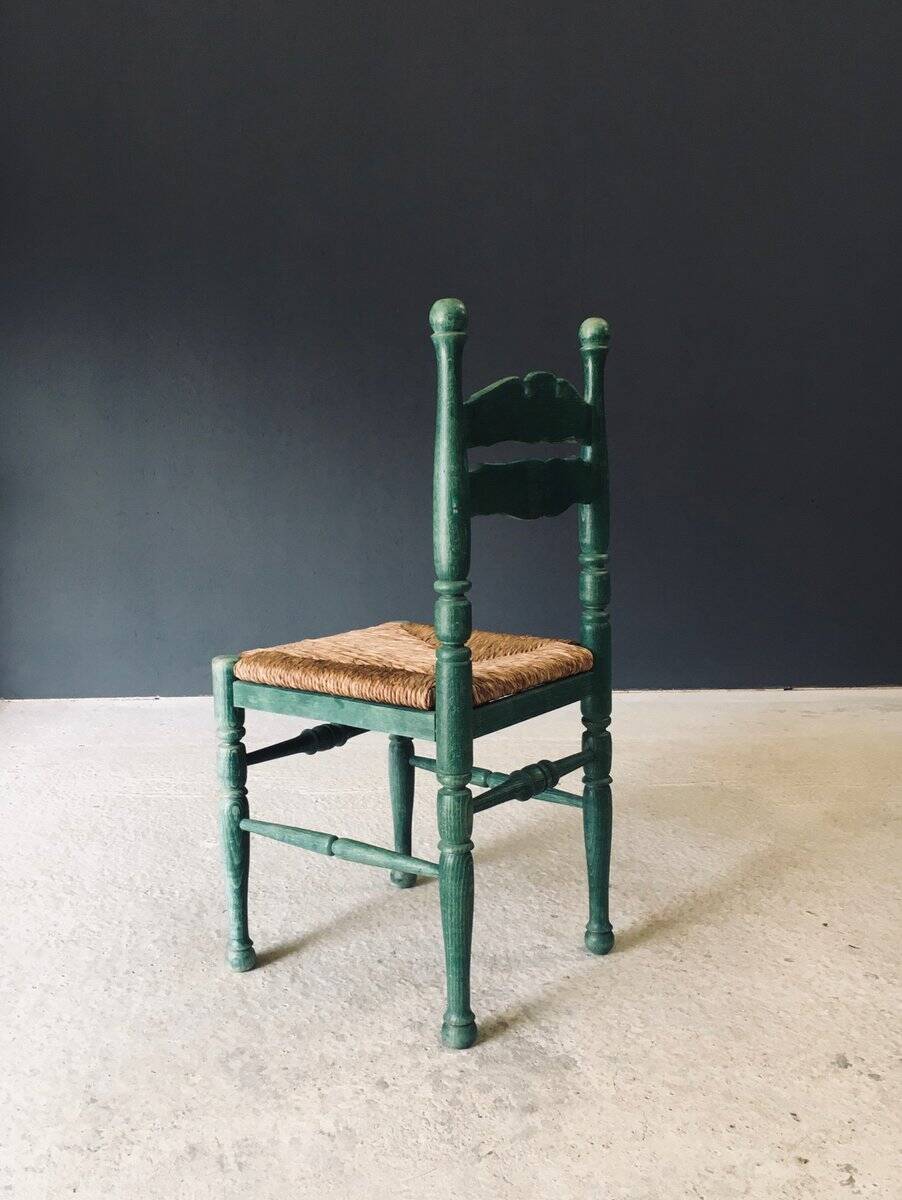 Rustic Austrian Alps Green Side Chairs, Austria, 1950s, Set of 2