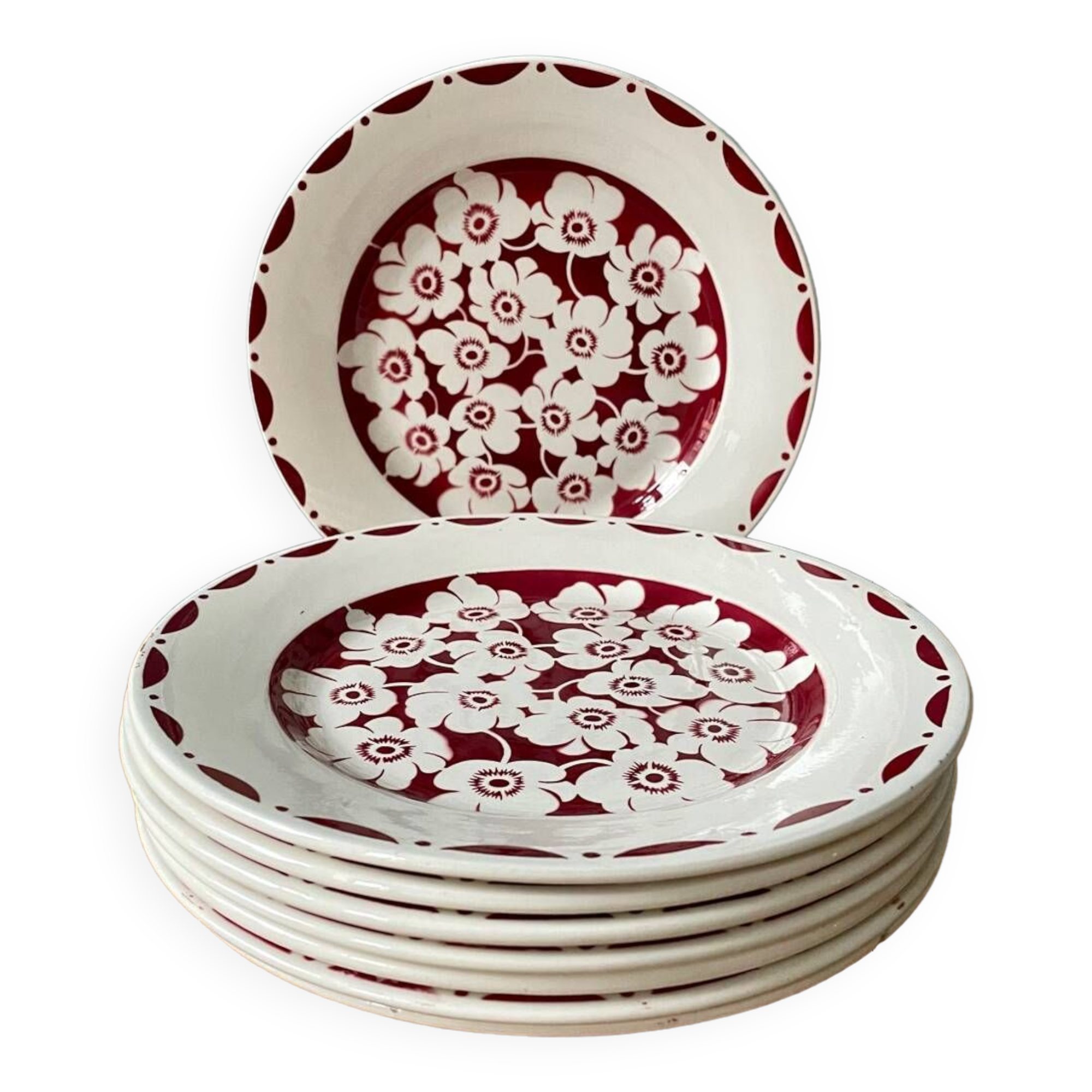 Série de 8 assiettes plates Digoin Sarreguemines « Duroc »