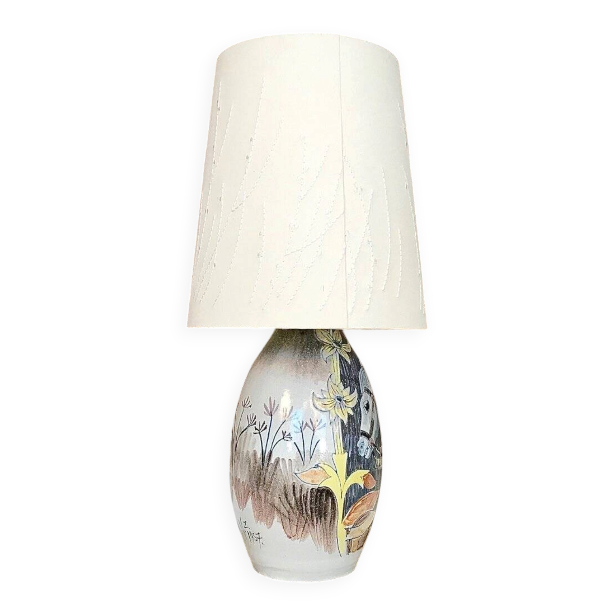 Swedish glazed ceramic table lamp by Marian Zawadzki for Tilgmans Keramik, 1957