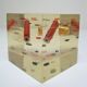 Paperweight sculpture block resin inclusions sewing design 70s