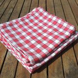 6 old vichy red & white napkins