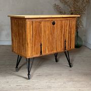 Buffet bar vintage en rotin