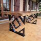 Unique table – antique solid oak top & contemporary base