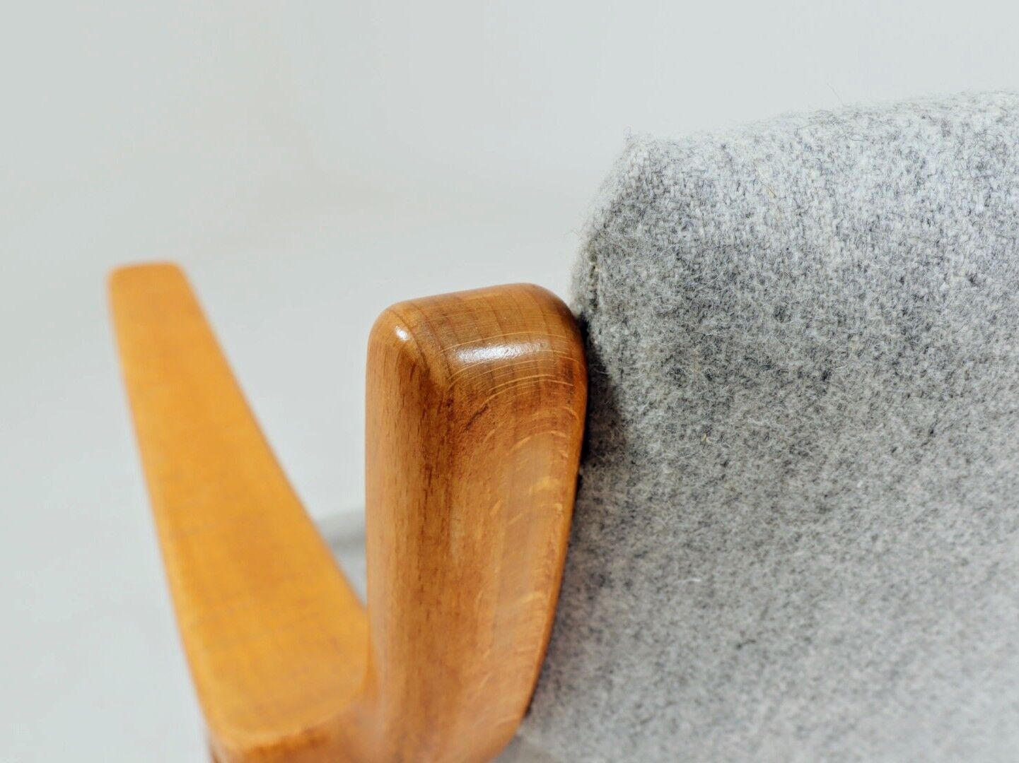 Vintage desk chair officer armchair light grey wool 1960