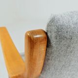 Vintage desk chair officer armchair light grey wool 1960