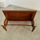 Old rectangular wood coffee table with lyre side posts