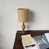 Lampe de table ananas céramique et laiton 1950