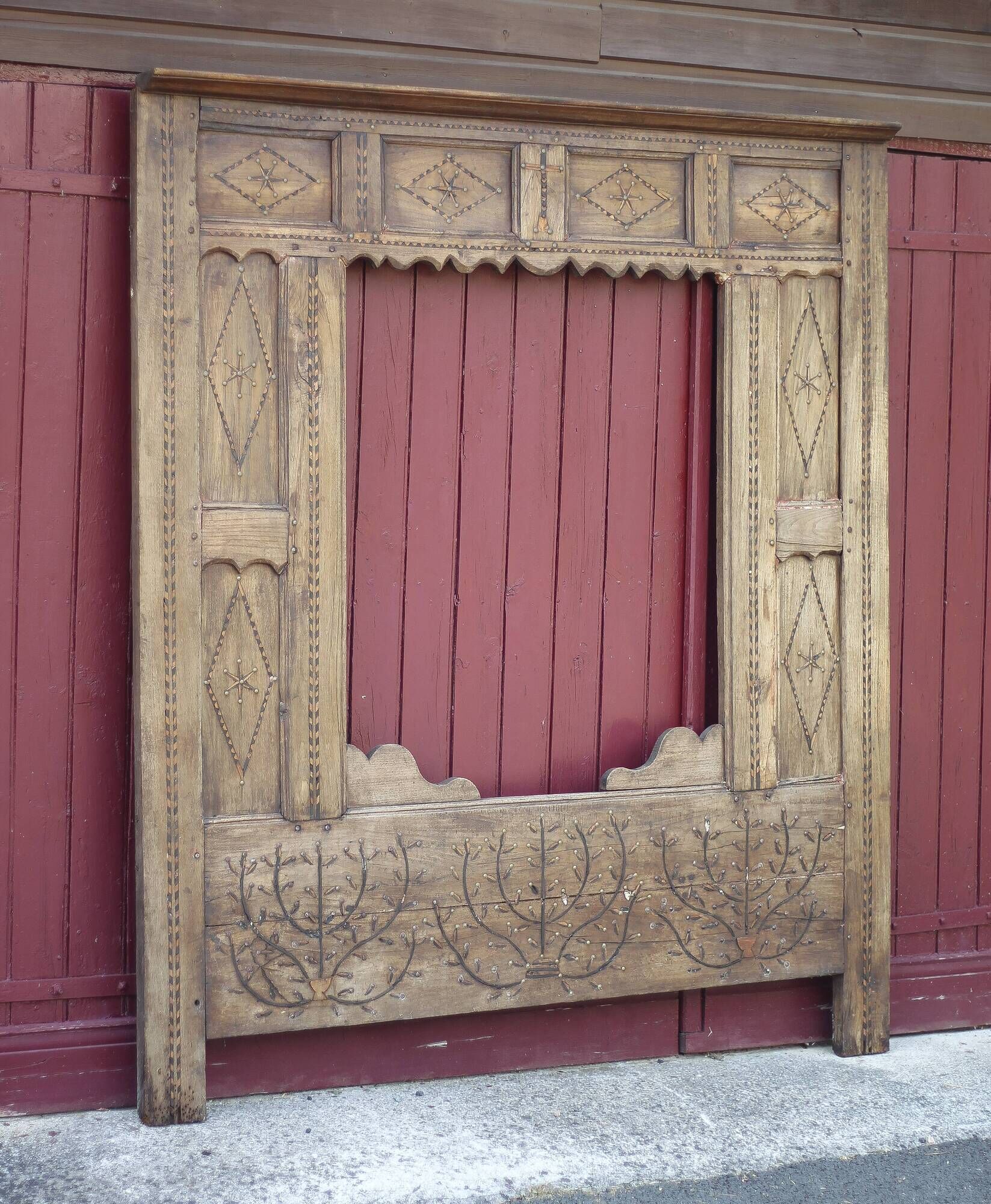 Old Breton bed door, Breton wood facade, headboard, wall decoration