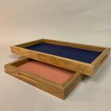 Set of 2 trays smoked oak or afrormosia