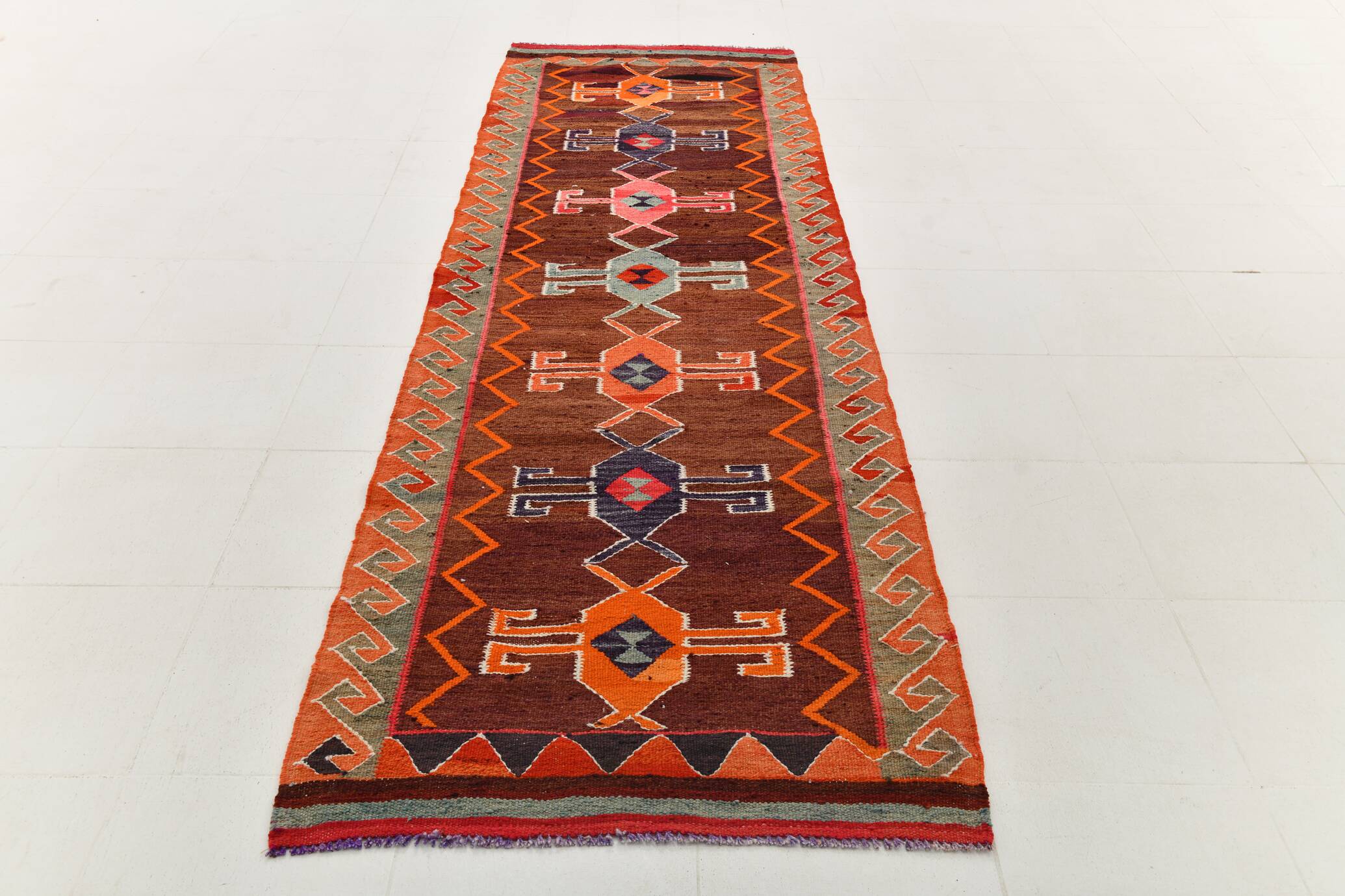 Tapis de couloir Kilim rouge