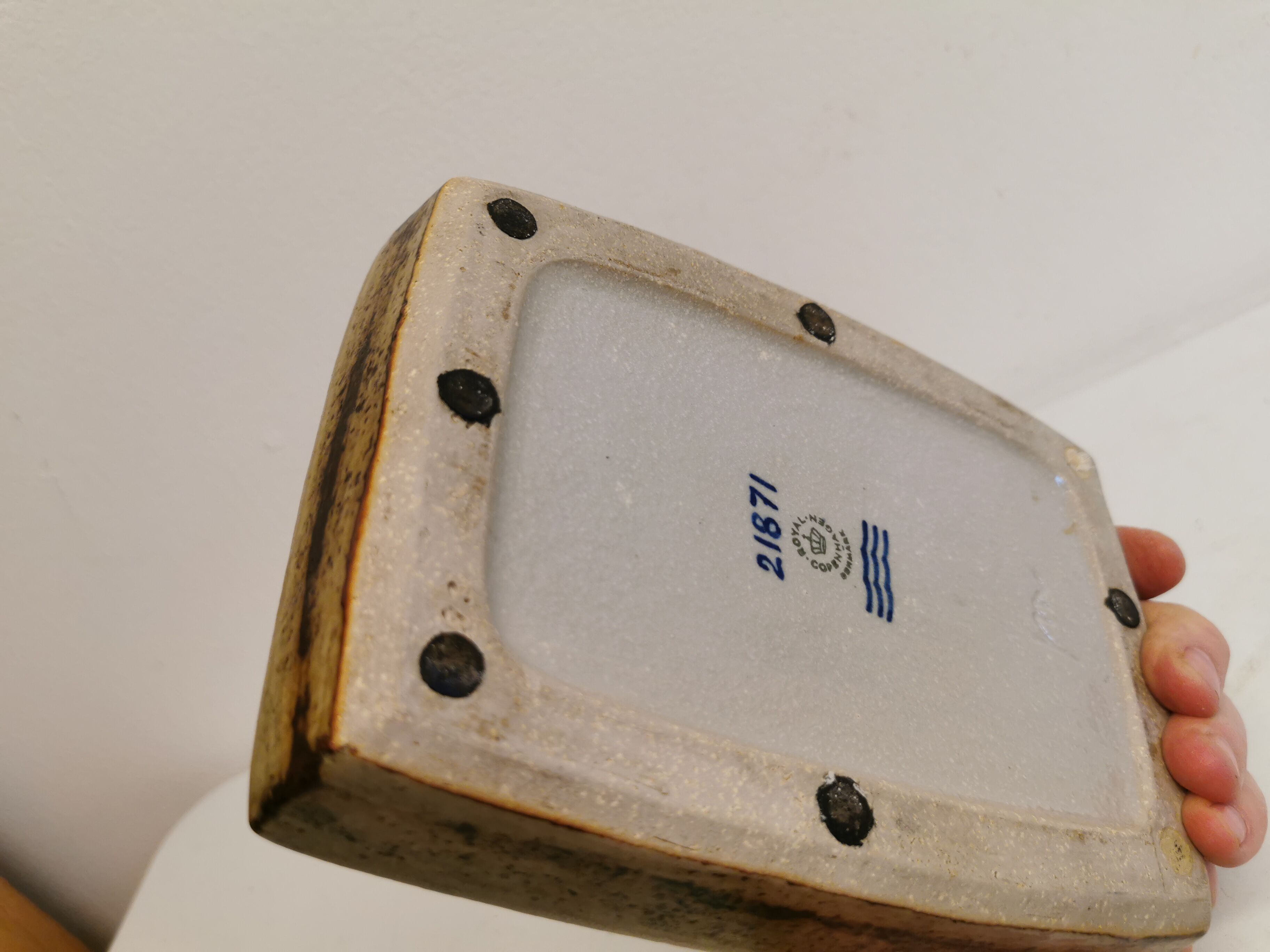 Square ashtray/stoneware bowl with sung glaze from royal copenhagen - designed by jørgen mogensen