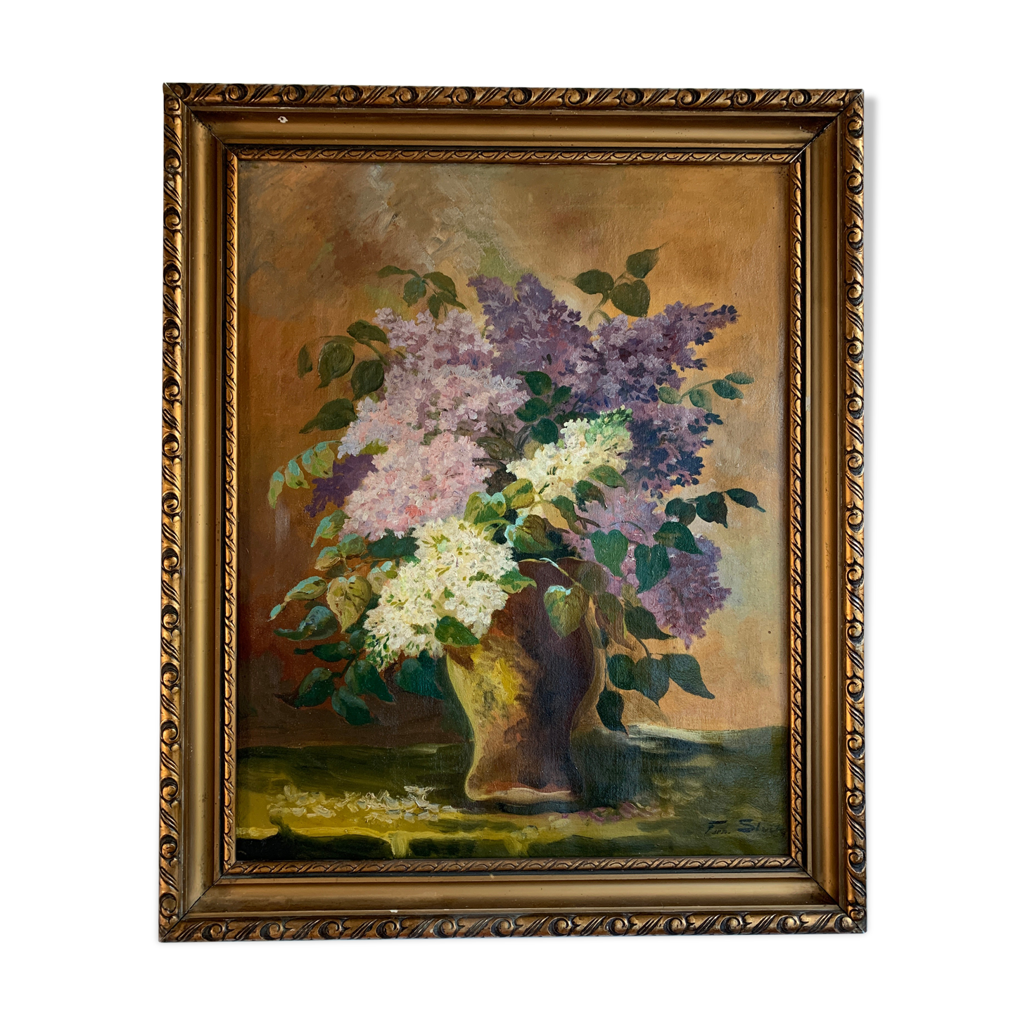 Peinture à l'huile bouquet de lilas