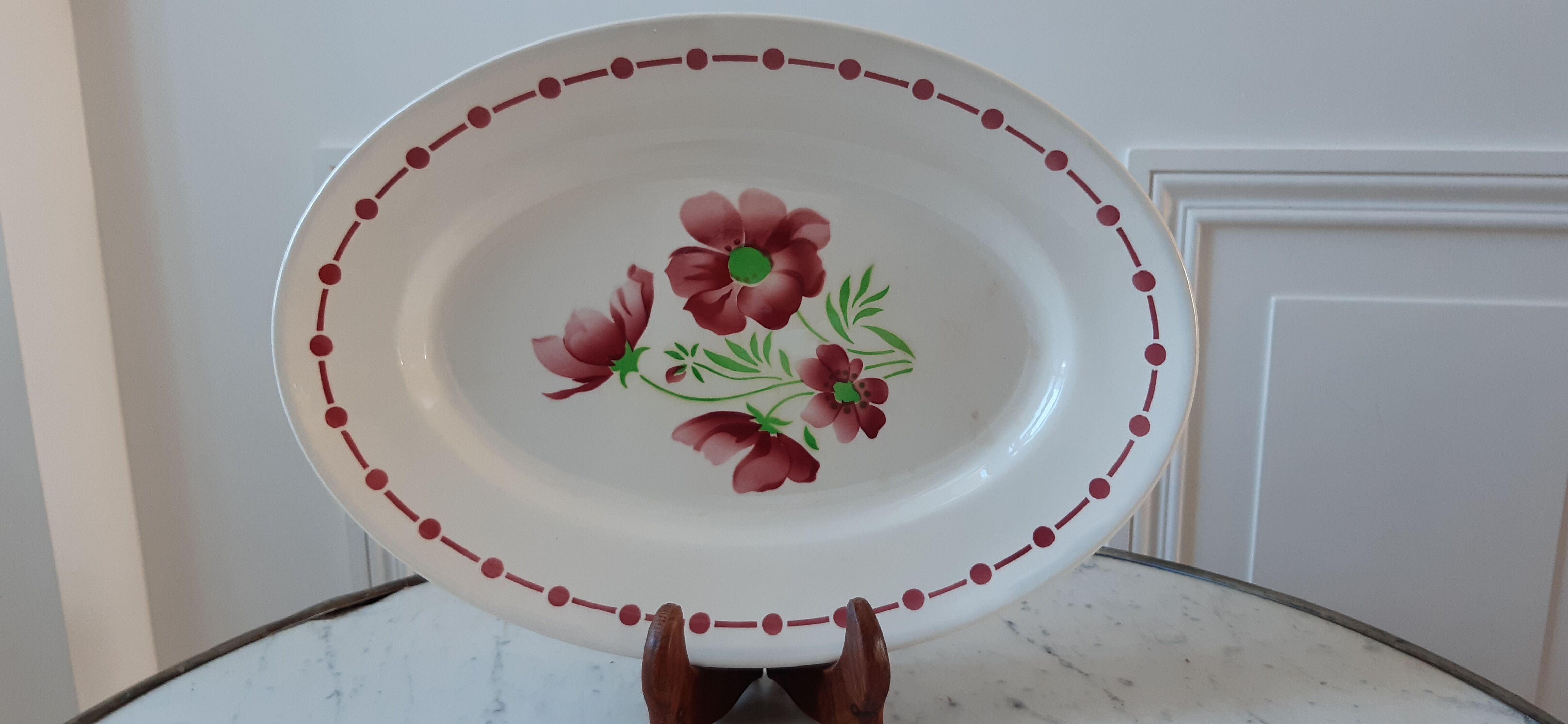 Oval dish Digoin Sarreguemines model "Madelon" years 30-40