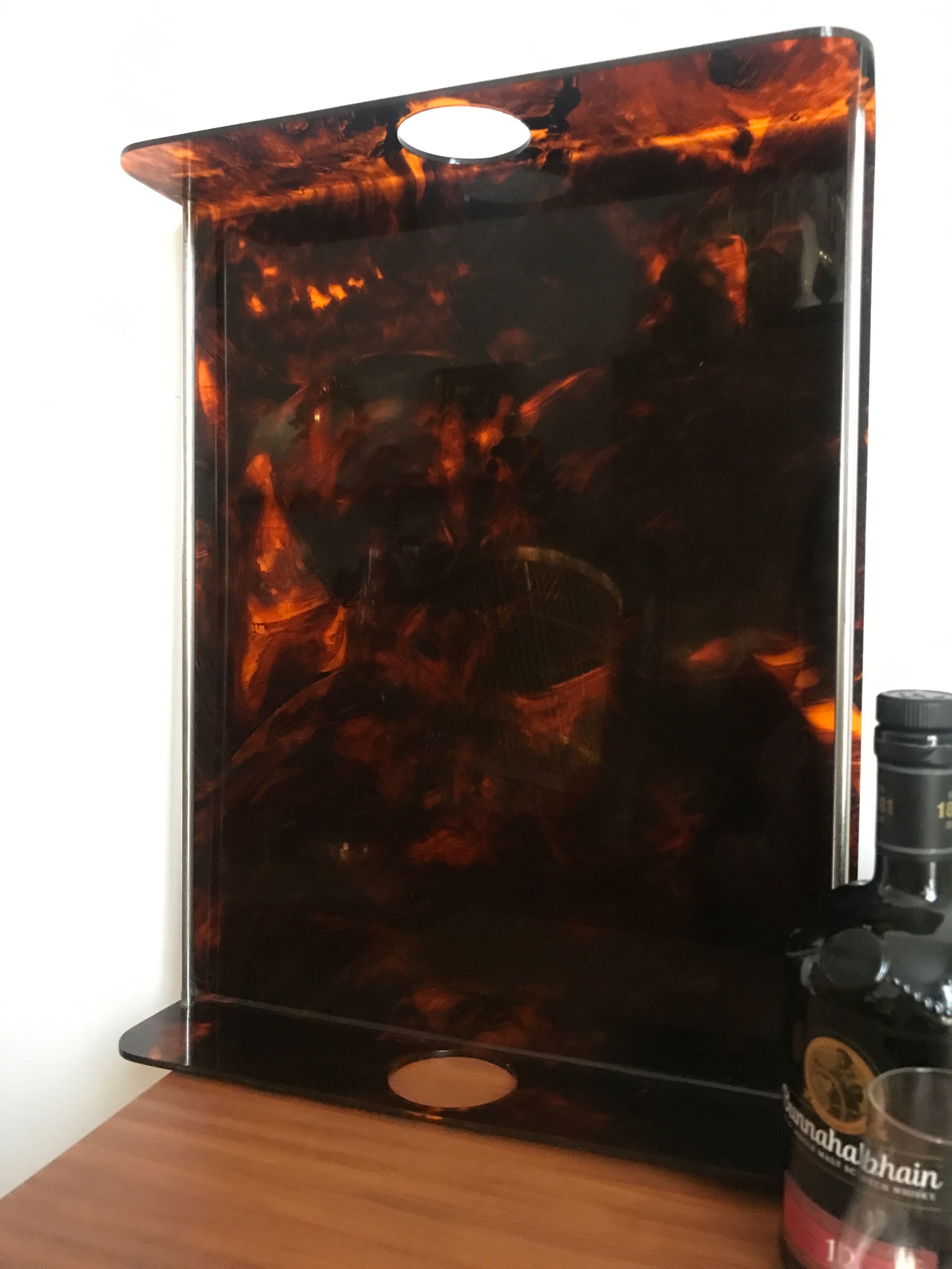 Tray in lucite tortoiseshell way circa 1970