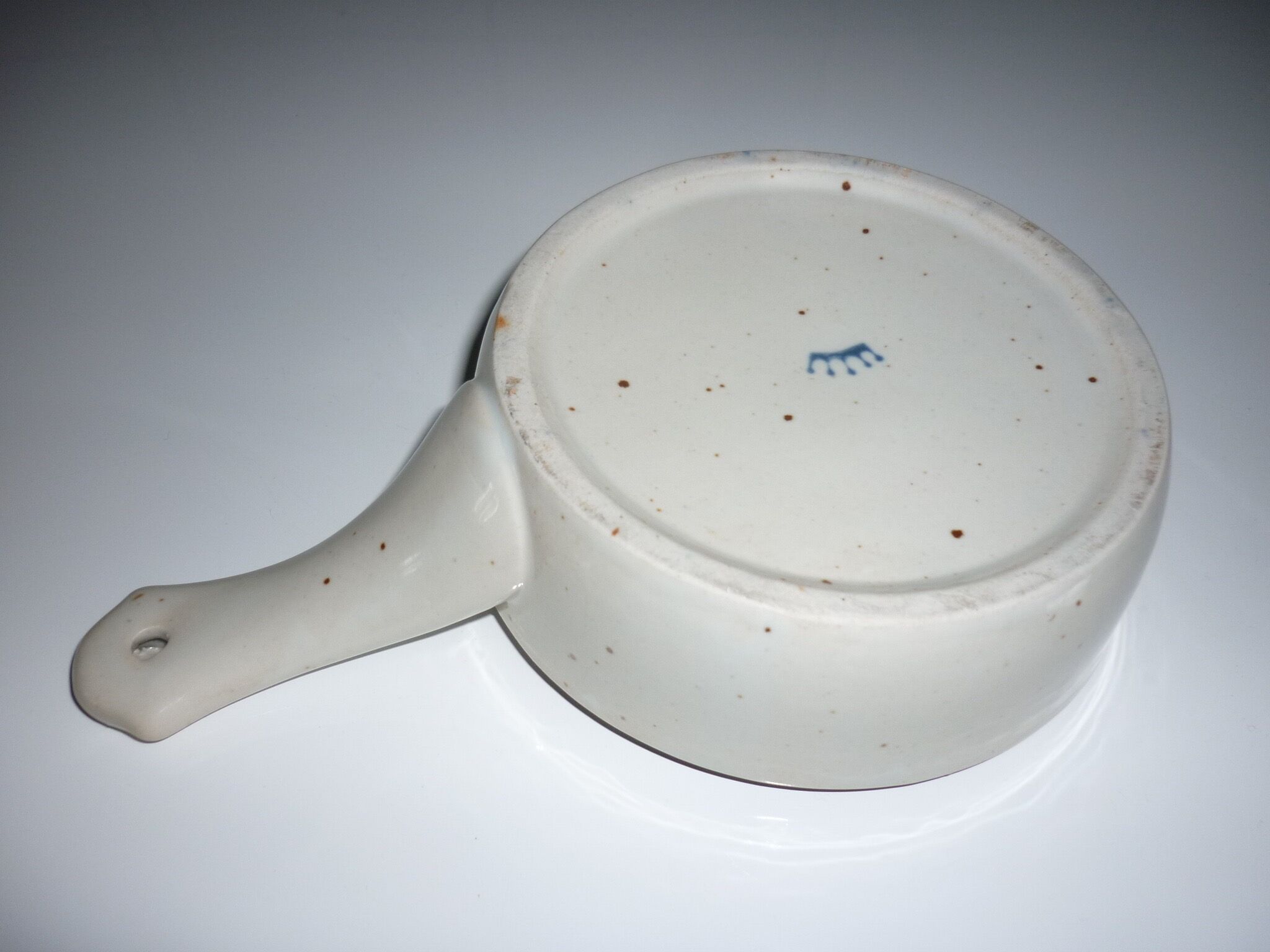 Ceramic frying pan blue and brown flowers