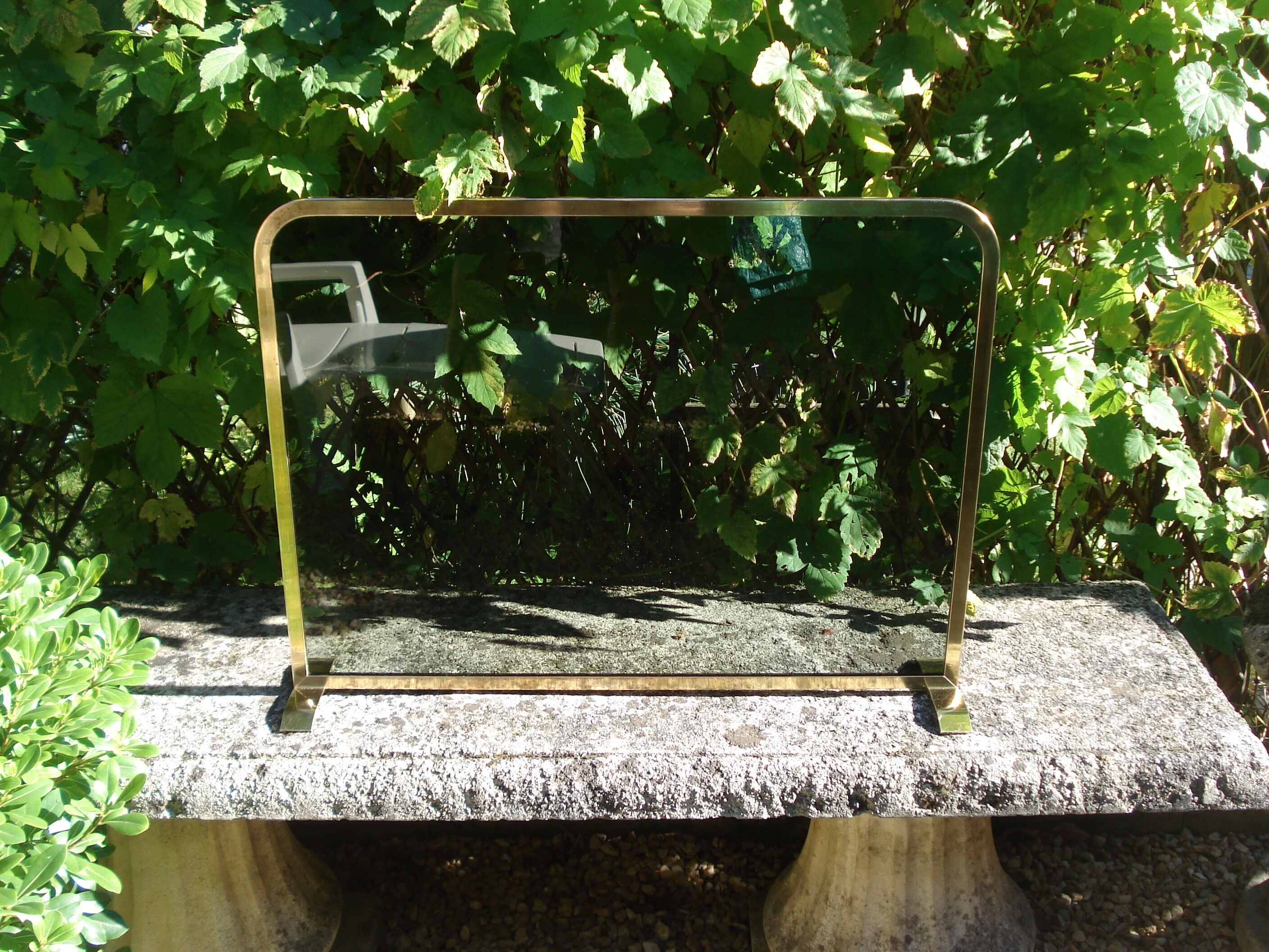 Fire firewall brass gold glass vintage smoke 1970