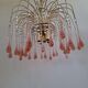 Lustre en cascade de grande taille en verre de Murano rose