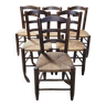 Série de 6 chaises paillées brutaliste chalet rustique style Perriand -1950s