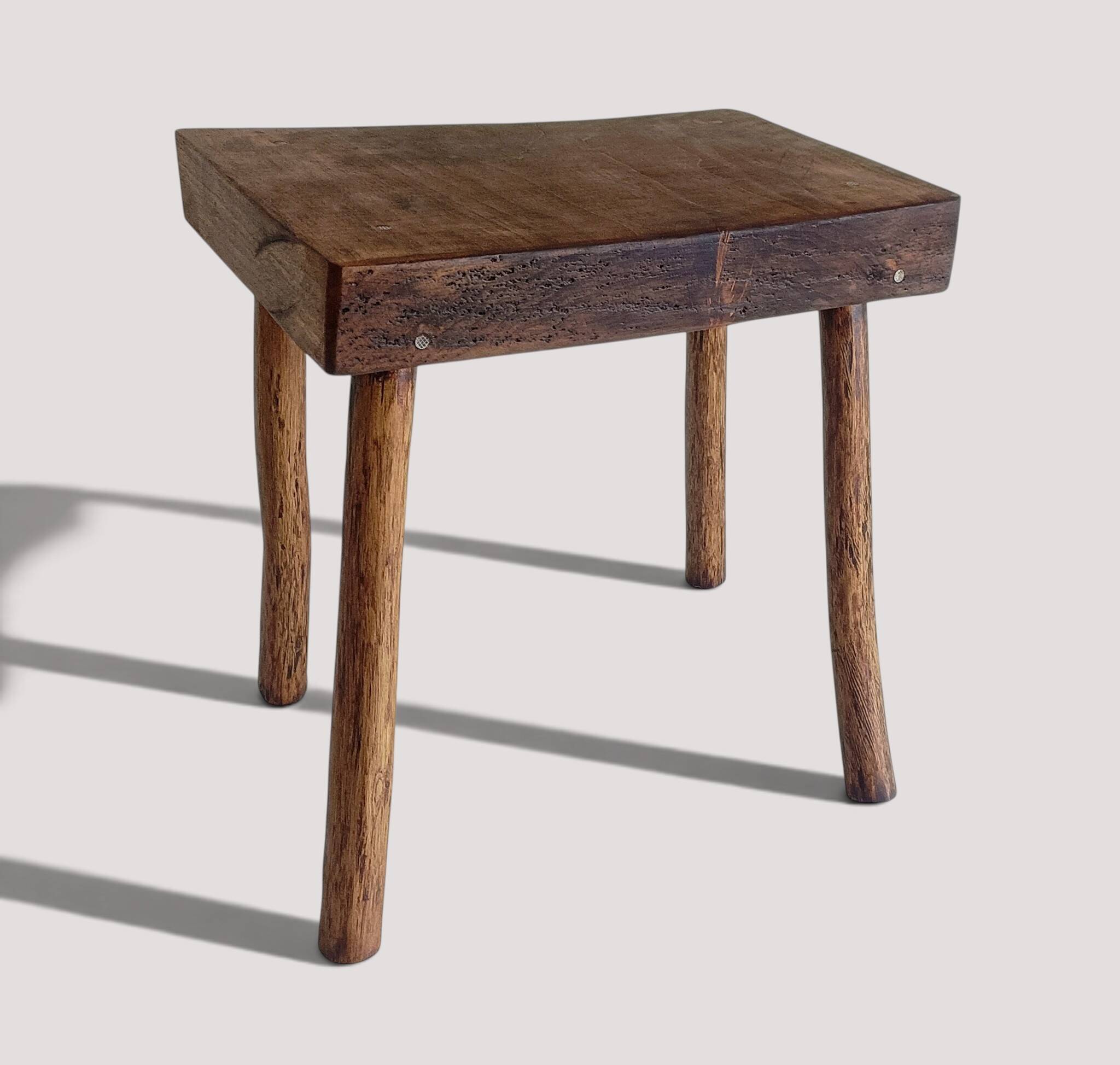 Rustic European Solid Wood Accent Side Table or Stool