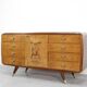 Italian Art Deco Sideboard In Walnut Burl And Brass.