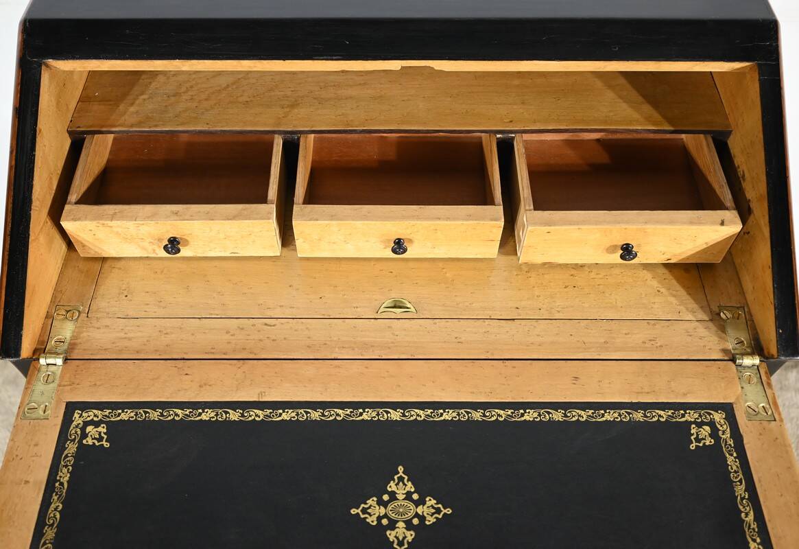 Blackened pearwood and amboyna sloping desk, Napoleon III period, mid-19th century