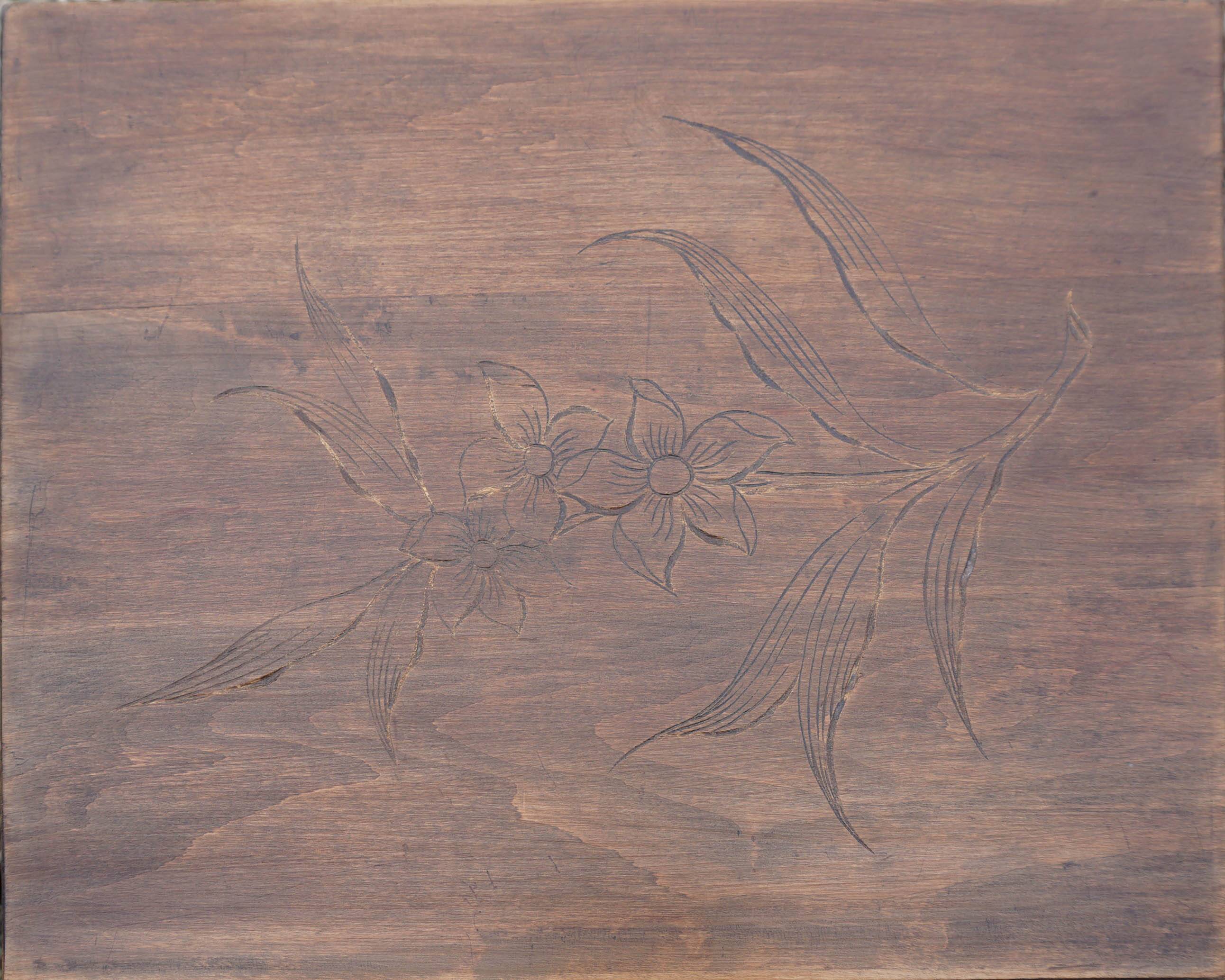 4 tables gigogne en bois art nouveau décor floral