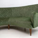 Mid-Century Modern Italian Damask Velvet Corner Sofa, 1950s