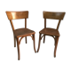 Pair of chairs old signed bistro Baumann wood curved clear vintage