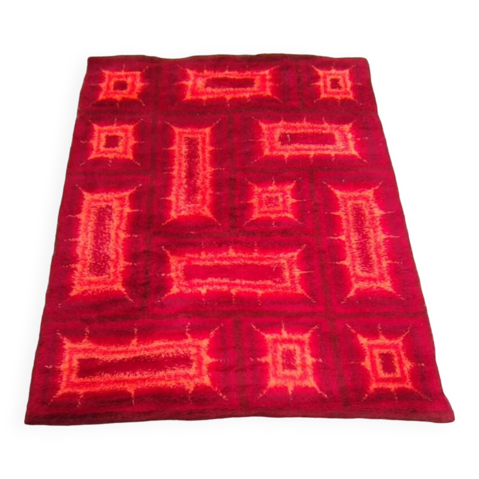Large Vintage 1970s Pure Virgin Wool Rug