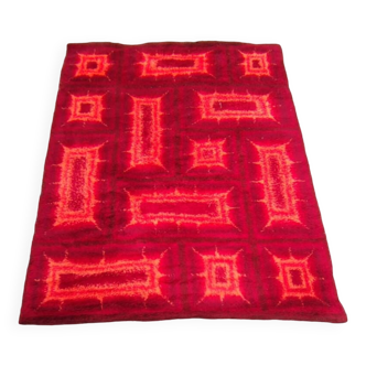 Grand tapis Vintage années 1970 pure laine vierge