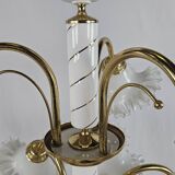 Lustre en céramique, laiton et verre de Murano des années 1970