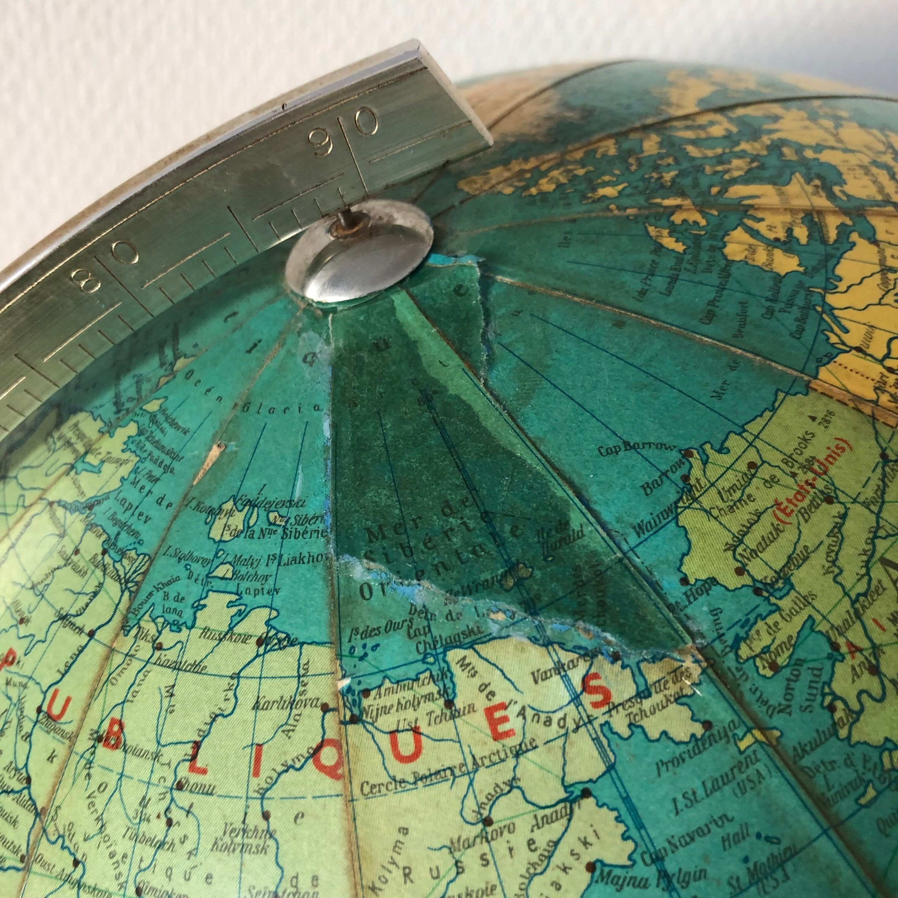 Large terrestrial globe PVC 42cm JRO Verlag vintage 1970