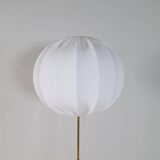 Modern mid-century brass floor lamp ASEA with round cotton shade, Sweden, 1960s