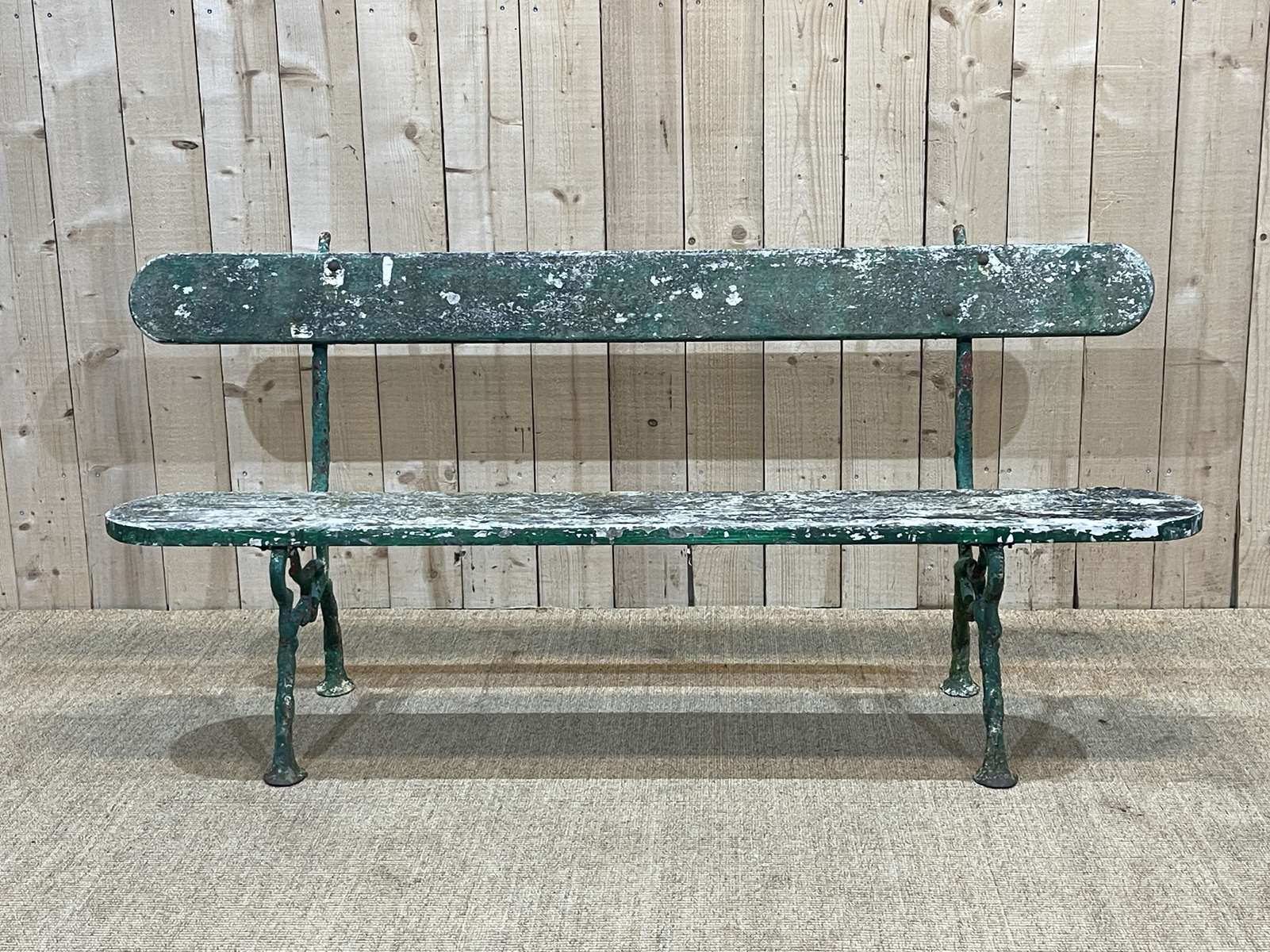Garden bench of the early twentieth century cast iron and teak