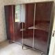 Large vintage wardrobe with 4 doors in brown and gold – dressing 198 cm