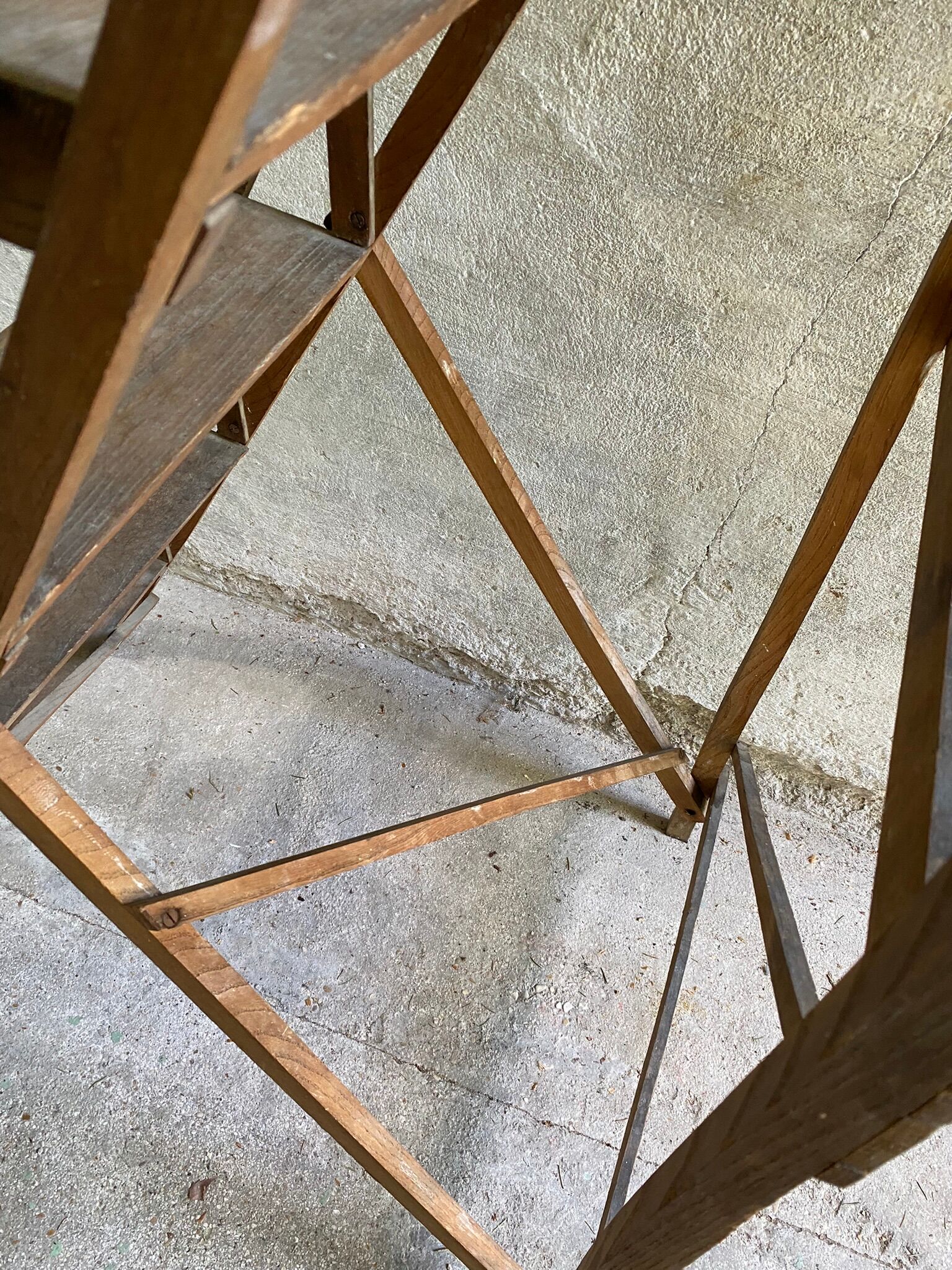 Vintage wooden painter's stepladder 6 folding steps