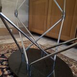 Oval glass and chrome coffee table