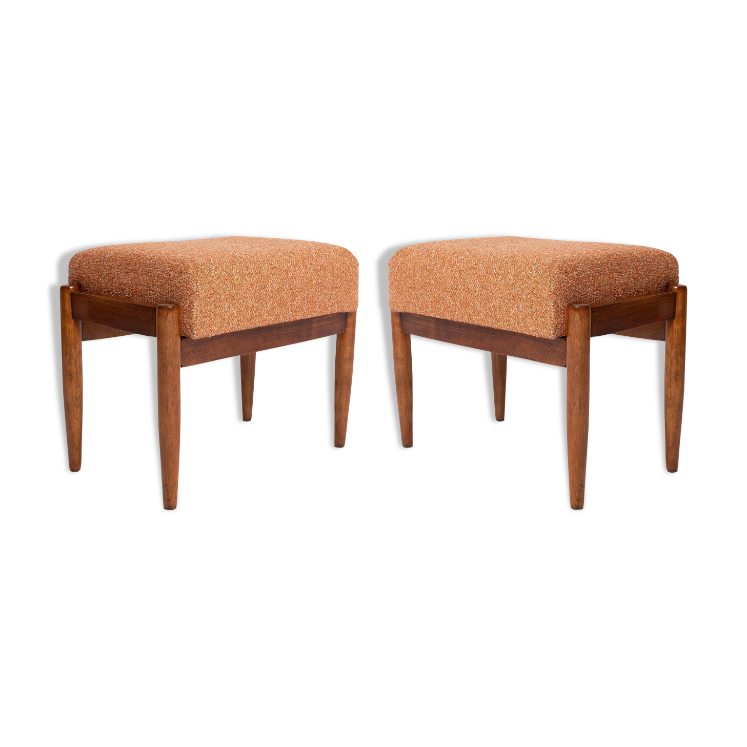 Vintage orange mélange footstool pair from the 20th century, Edmund Homa, 1960s.
