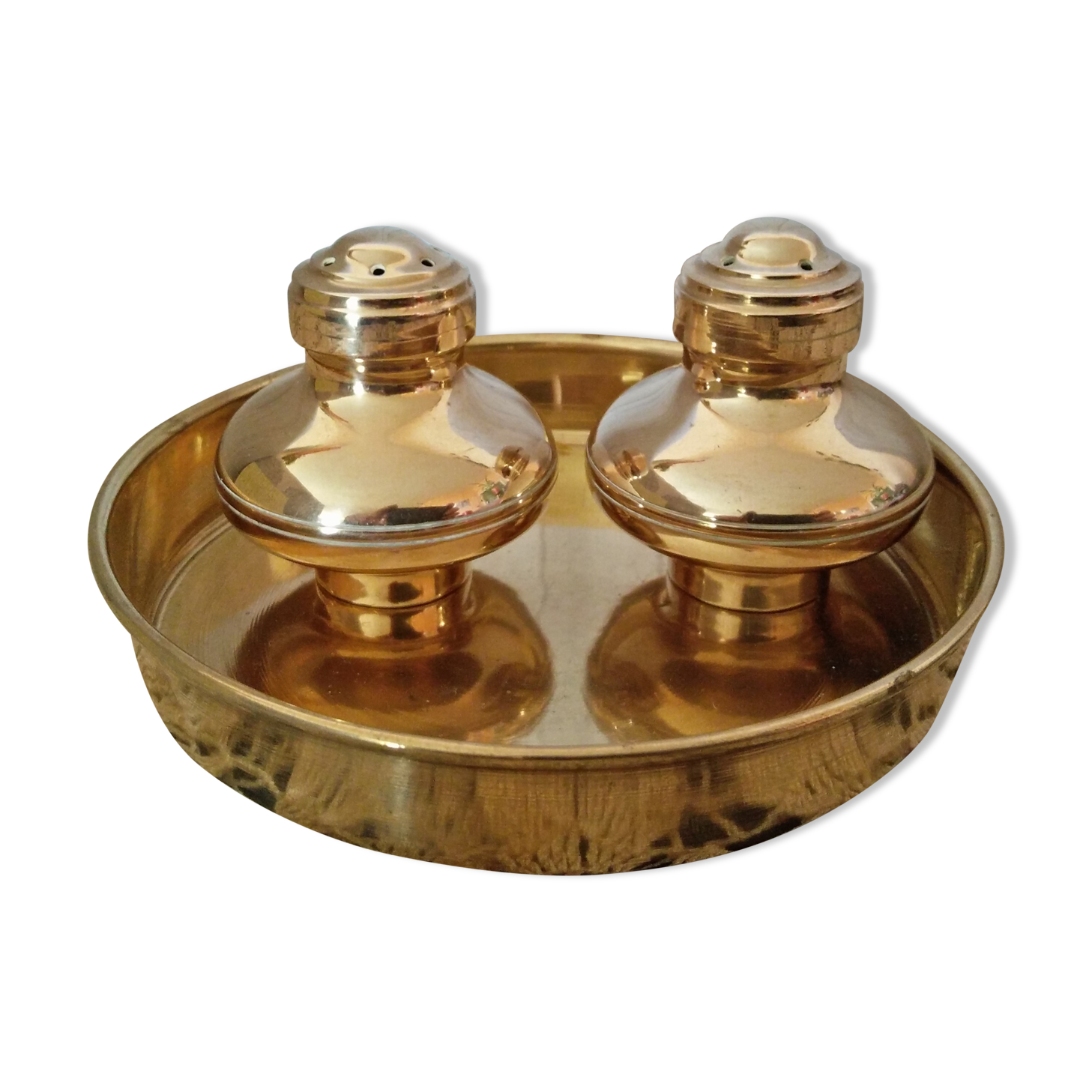 Set 3 pieces salt shaker pepper salting gilded copper