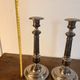 Pair of Silvered Metal Baluster Candle Holders in Louis XV Style, 19th Century Candelabra