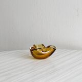 Cendrier en verre épais jaune ambré