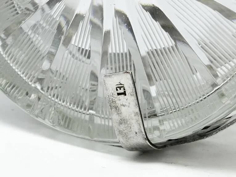 Sugar bowl, postmodernism, glass, silver-plated brass, Poland, 1970s