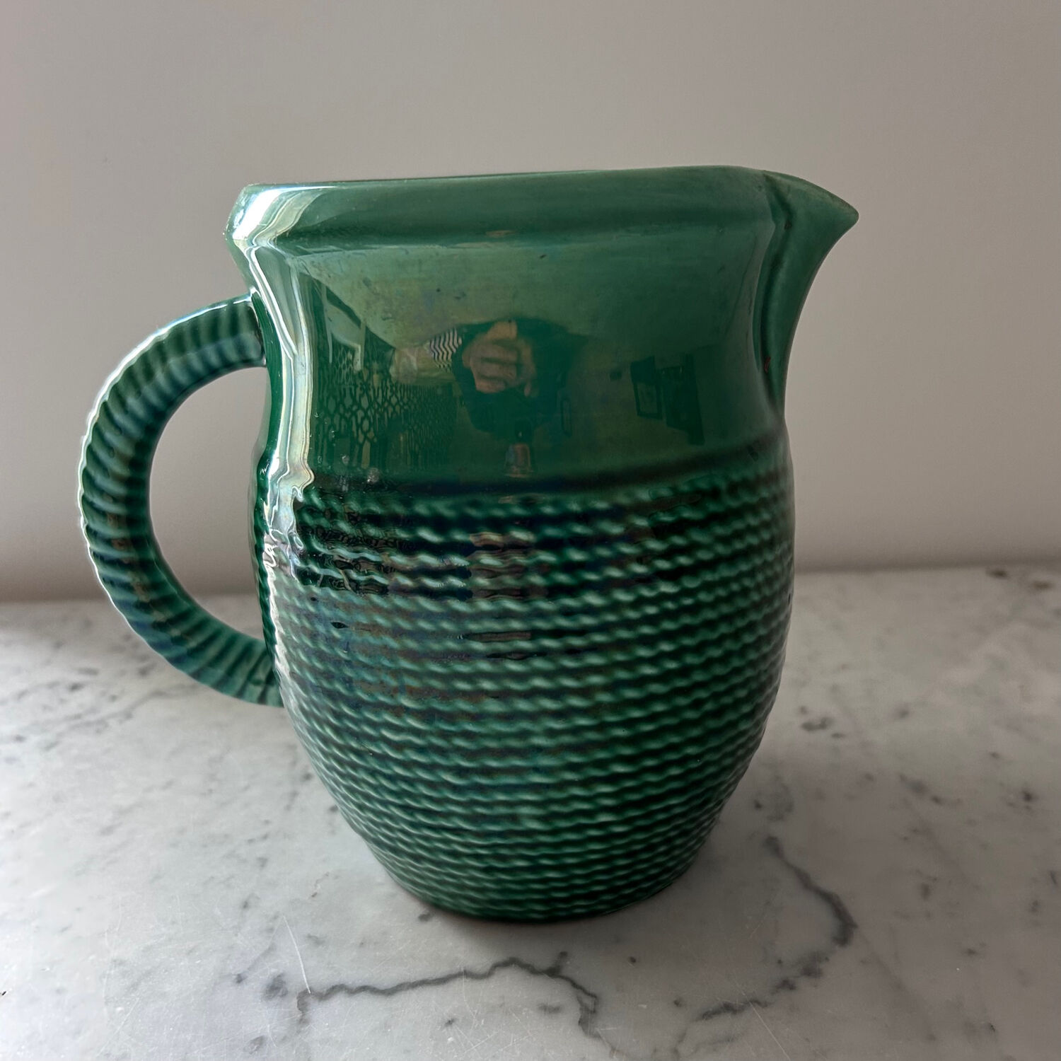 Emerald green pitcher Sarreguemines