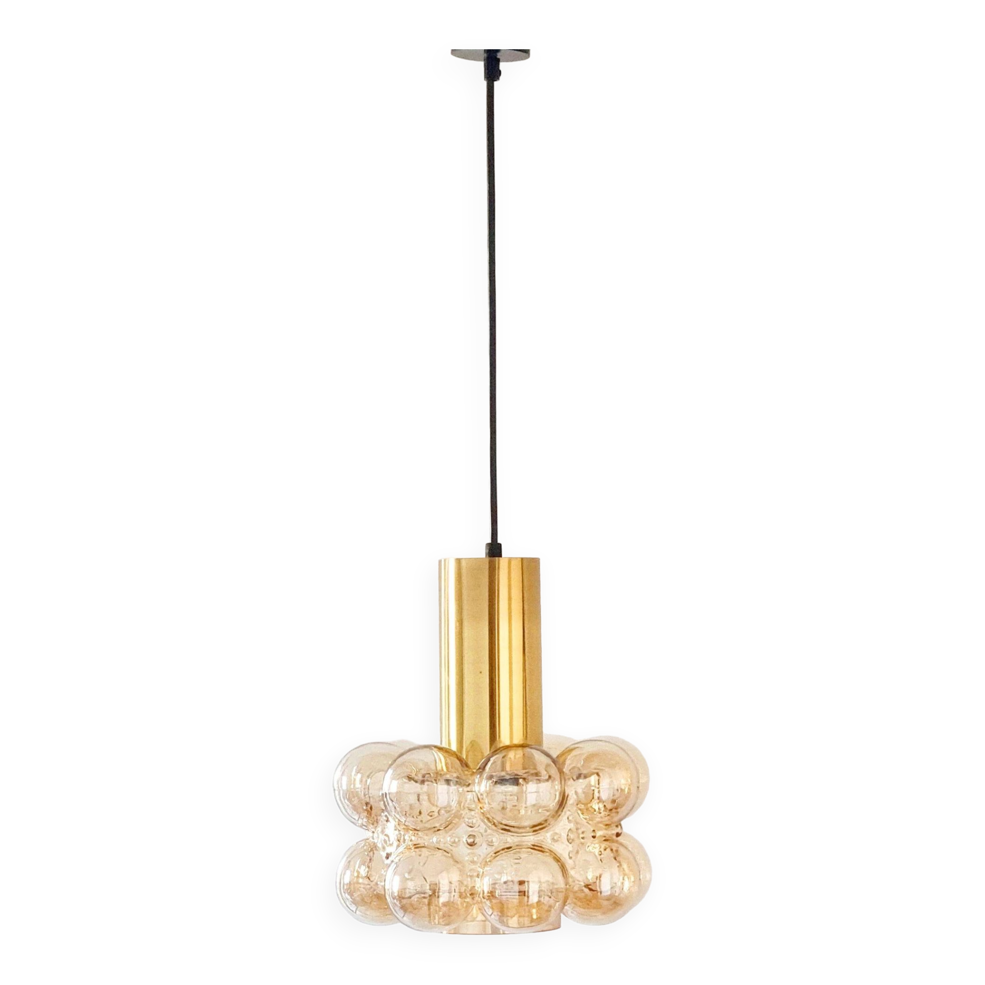 Mid-Century Modern Amber Bubble Glass Ceiling Light by Helena Tynell for Limburg, Germany, 1960s