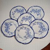6 flat plates with floral decoration, T. de fer.