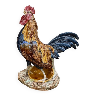Earthenware rooster signed Louis Carrier-Belleuse