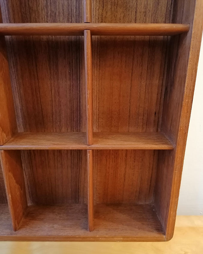 12-locker box presentation frame, teak, 1960