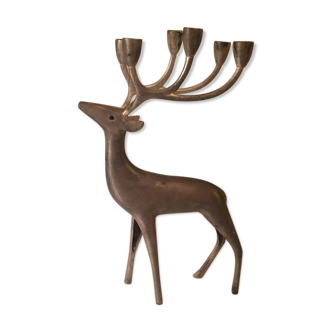 Bougeoir cerf en métal années 70