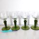 Set de 4 verres en cristal au pied vert