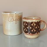Coffee pot and mug cup in sandstone